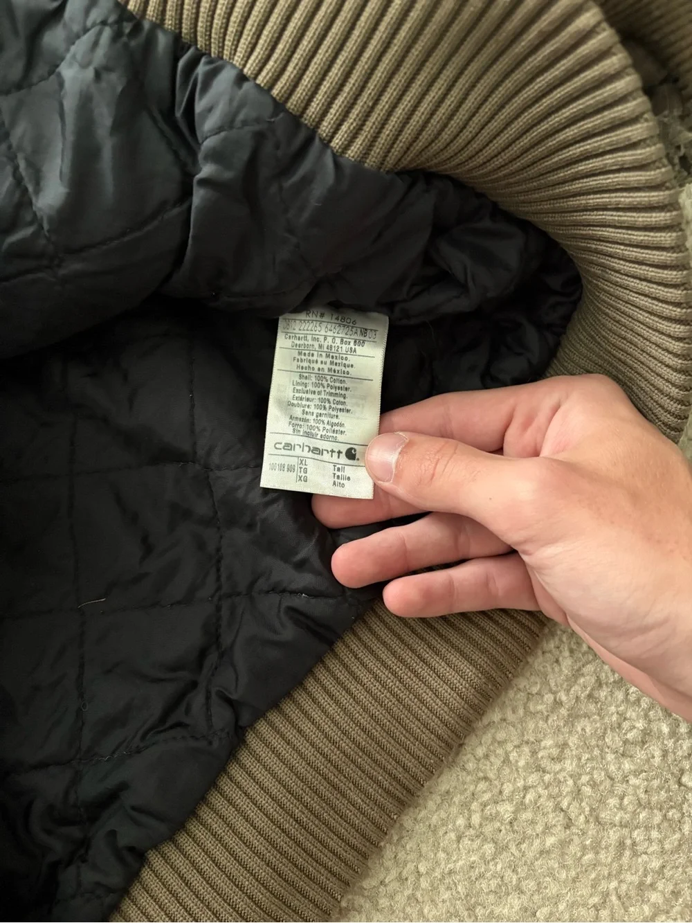 Carhartt Men’s Brown Hooded Work Jacket Men’s XL Ripstop